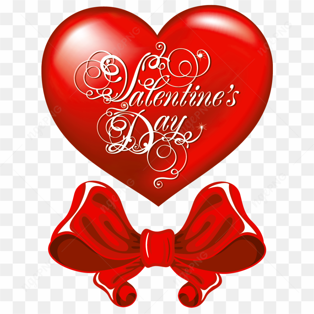 Valentines Day Heart Bow PNG