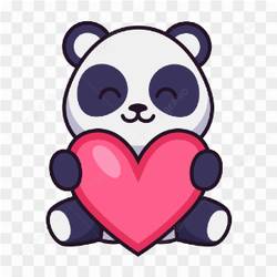 Panda hand a heart