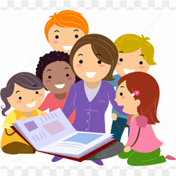 Students reading cartoon image
