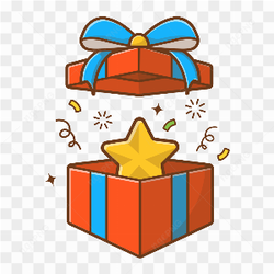 Gift box with star illustration on transparent background PNG