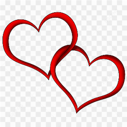 Double heart red transparent inside