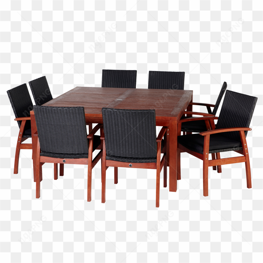 Ensemble salle  manger en bois et rotin