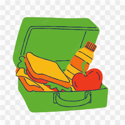 Vector Lunchbox Toast Bread Water Juice Drink Bottle Apple Sandwich 