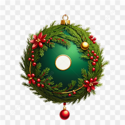 Festive Pine Needles and Ornaments Christmas Border Design