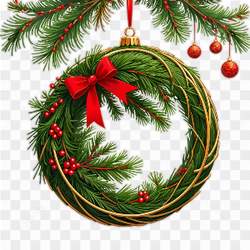 Christmas Hanging Ball Garland with Pine Needles Border