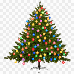 A decorated Christmas tree with colorful lights and ornaments